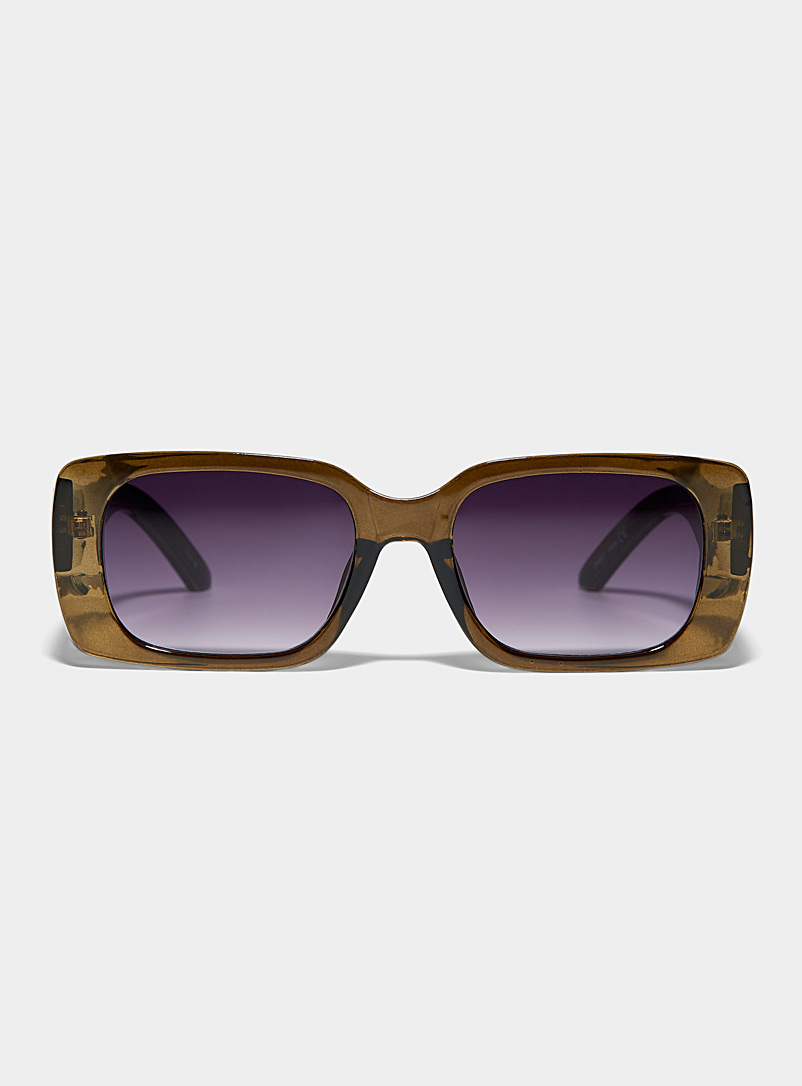 Simons Mossy Green Aida monochrome rectangular sunglasses for women