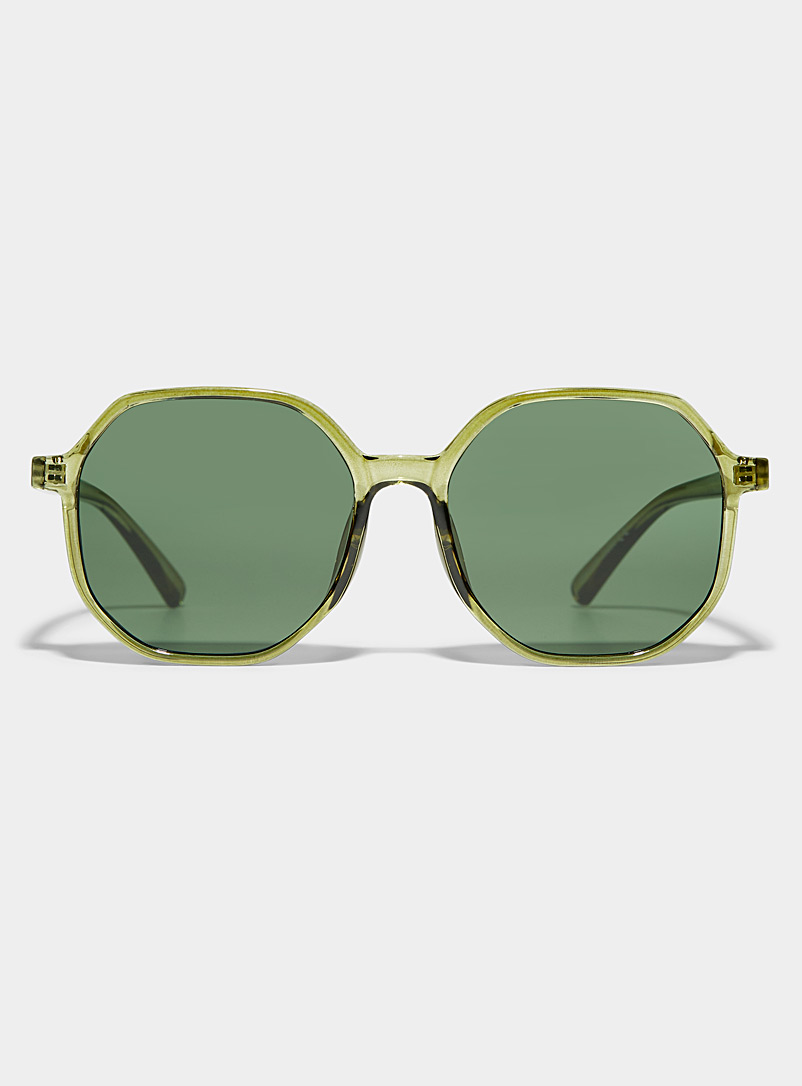 Simons: Les lunettes de soleil rondes Meredith Vert foncé-mousse-olive pour femme