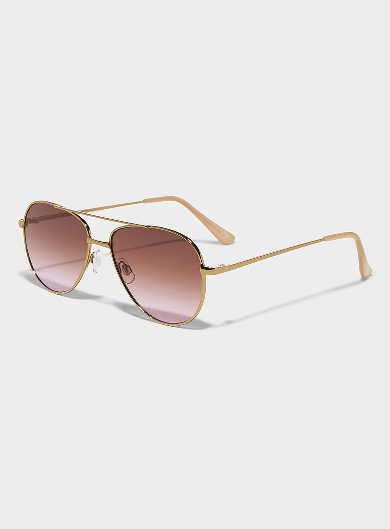 Simons: Les lunettes de soleil aviateur Jackie Brun noisette pour femme
