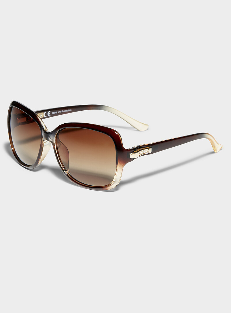 Simons Brown Margot polarized oversized rhinestone sunglasses for women