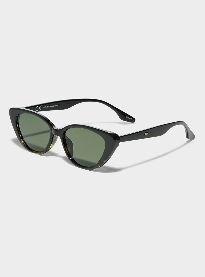 Simons: Les lunettes de soleil oeil de chat Vivian Vert fonc&eacute; - Mousse pour femme