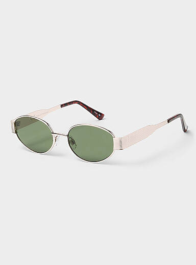 Les lunettes de soleil ovales branches ray&eacute;es Lotus
