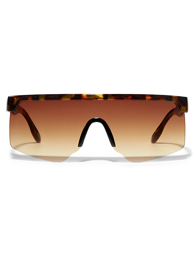 Simons Light Brown Vivian shield sunglasses for women