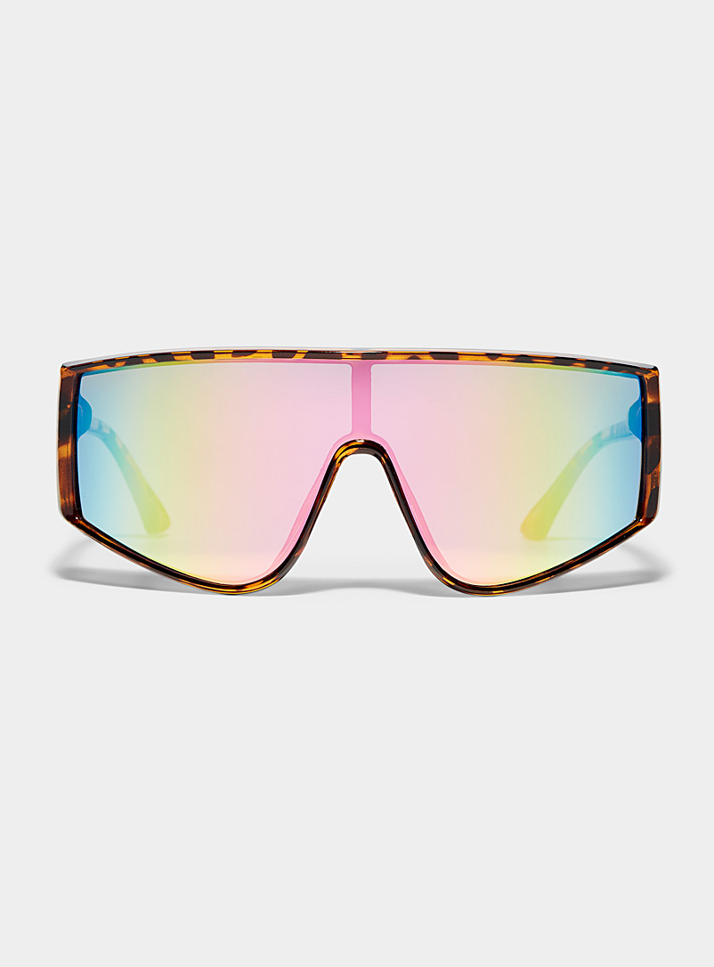 Simons Light Brown Wader shield sunglasses for women