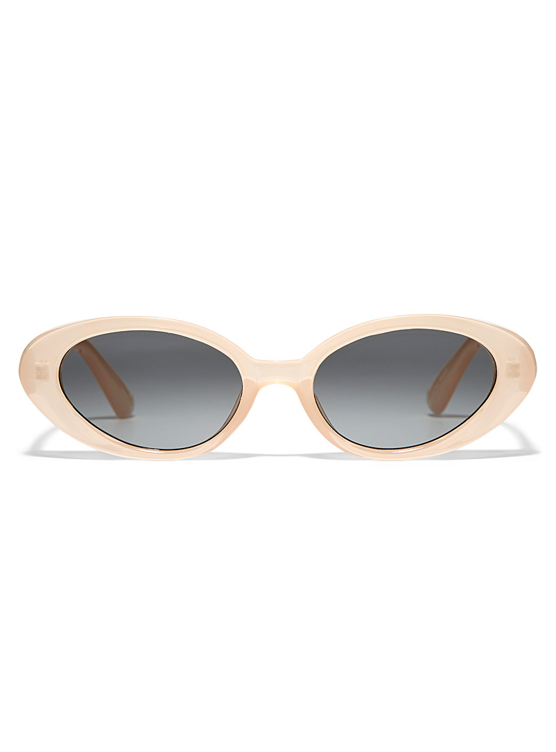 Simons Cream Beige Avery narrow oval sunglasses for women
