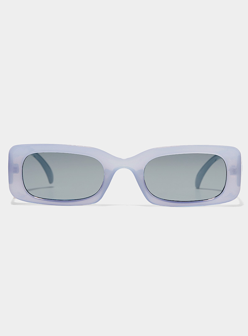 Simons: Les lunettes de soleil rectangles étroits Julie Bleu pâle-bleu poudre pour femme