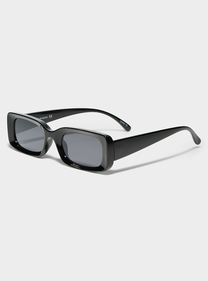 Simons: Les lunettes de soleil rectangulaires &eacute;troites Abigail Noir pour femme