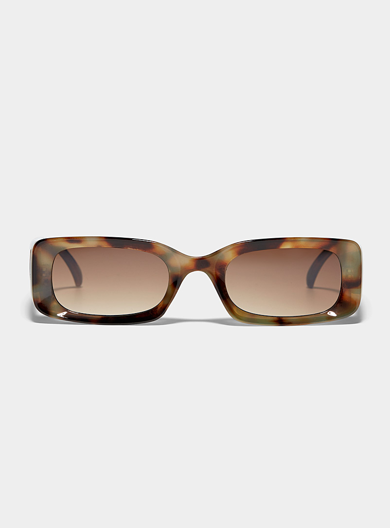 Simons Light Brown Abigail narrow rectangular sunglasses for women