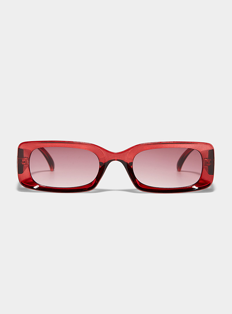 Simons: Les lunettes de soleil rectangulaires étroites Abigail Rouge pour femme