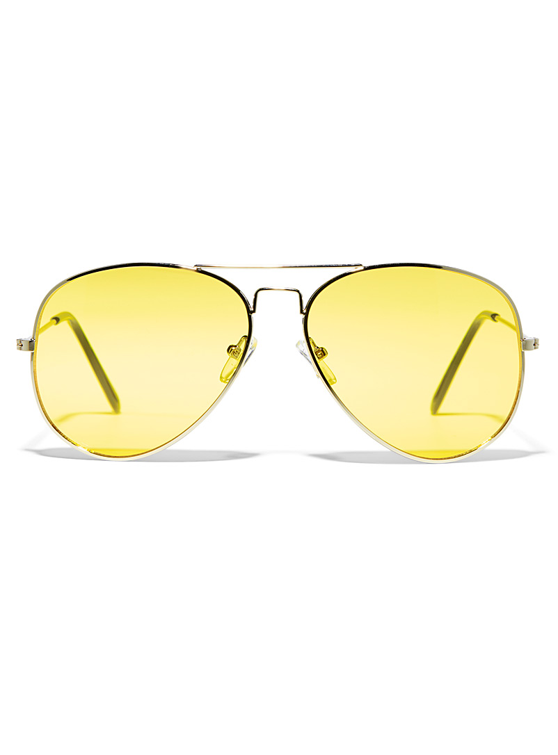 Le 31: Les lunettes de soleil aviateur Sea Breeze Jaune or pour homme