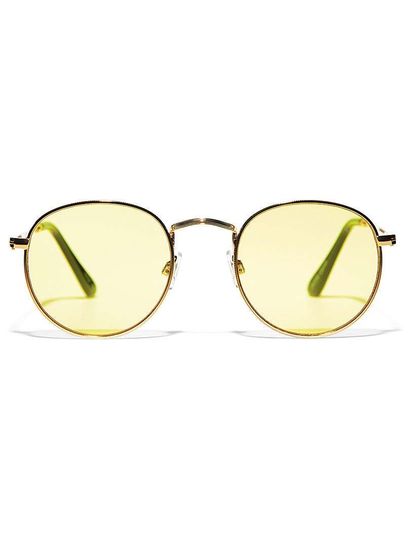 Le 31 Golden Yellow Calvin round sunglasses for men