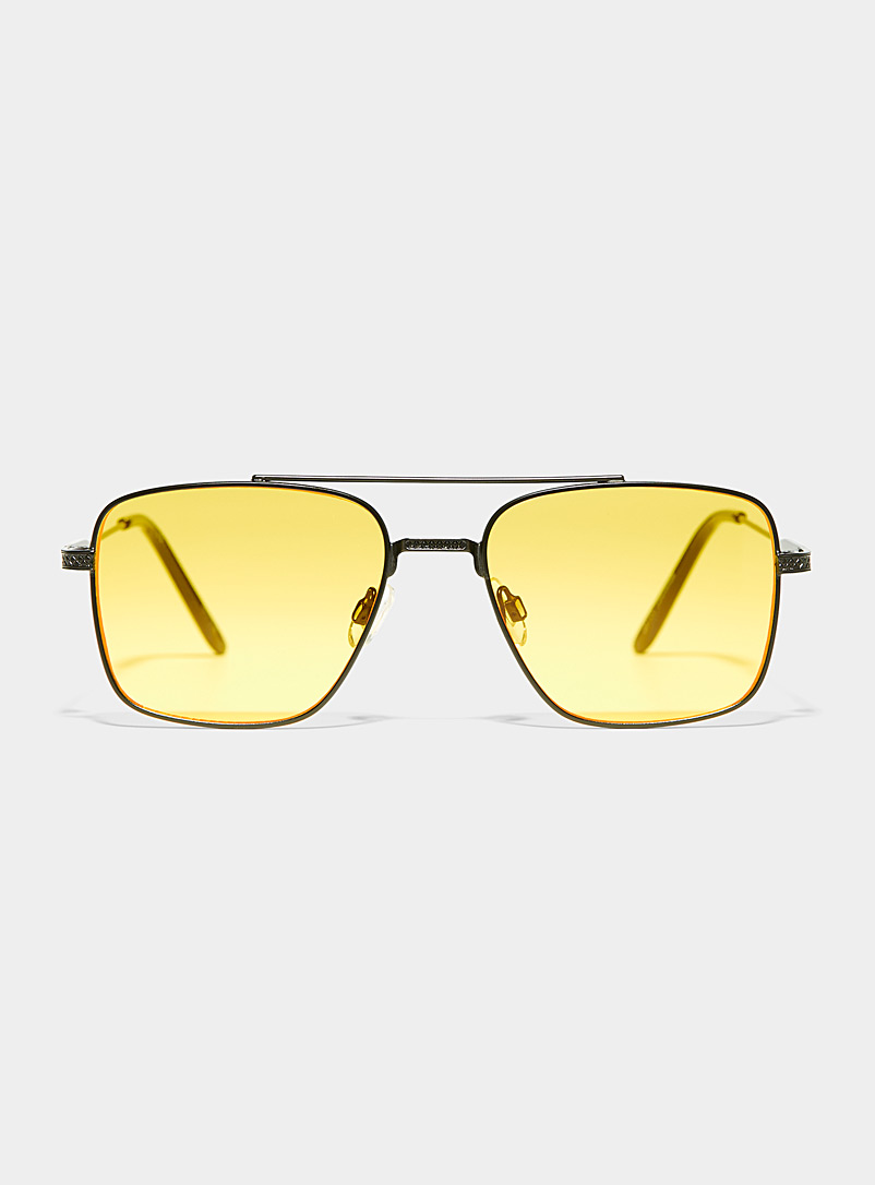 Le 31: Les lunettes de soleil aviateur Lawrence Jaune doré pour homme