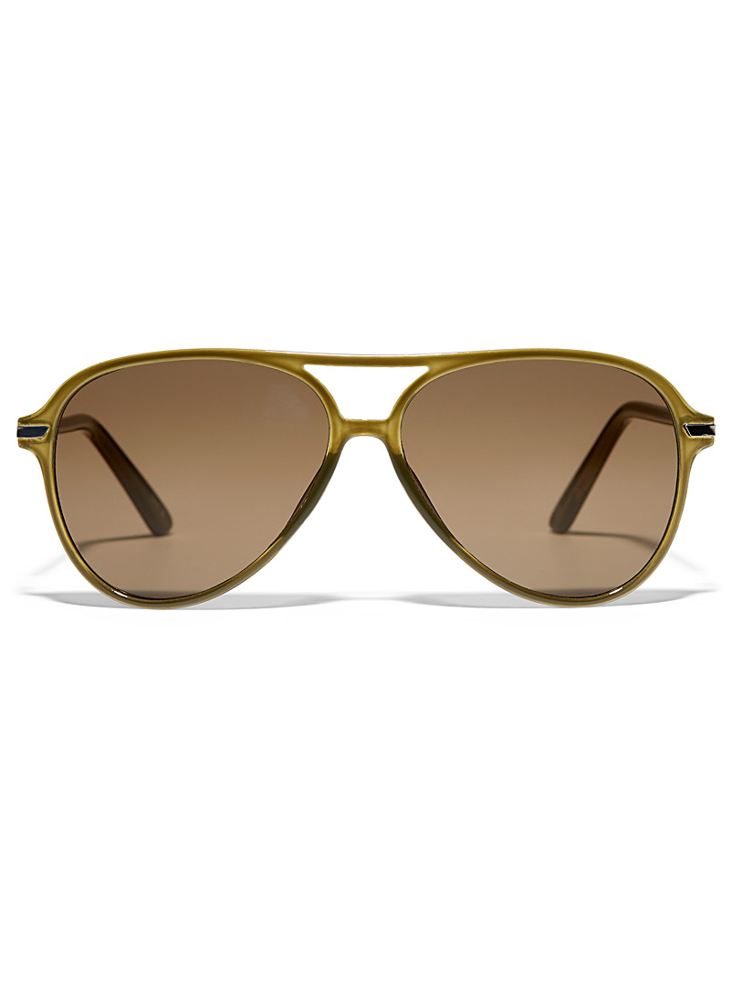 Le 31: Les lunettes de soleil aviateur Elliot Vert foncé-mousse-olive pour homme