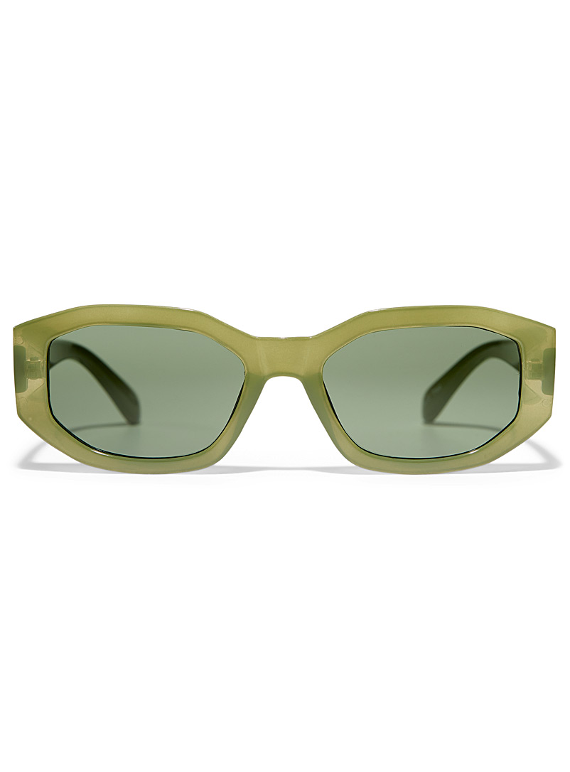 Le 31: Les lunettes de soleil octogonales Theo Vert foncé-mousse-olive pour homme