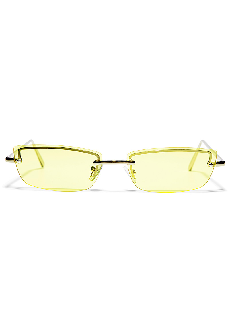 Le 31: Les lunettes de soleil rectangulaires Dom Jaune or pour homme