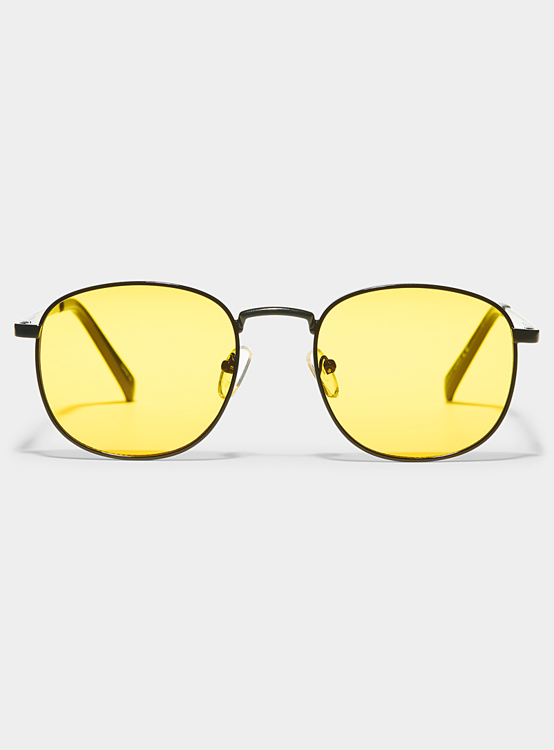 Le 31: Les lunettes de soleil rondes Liam Jaune or pour homme