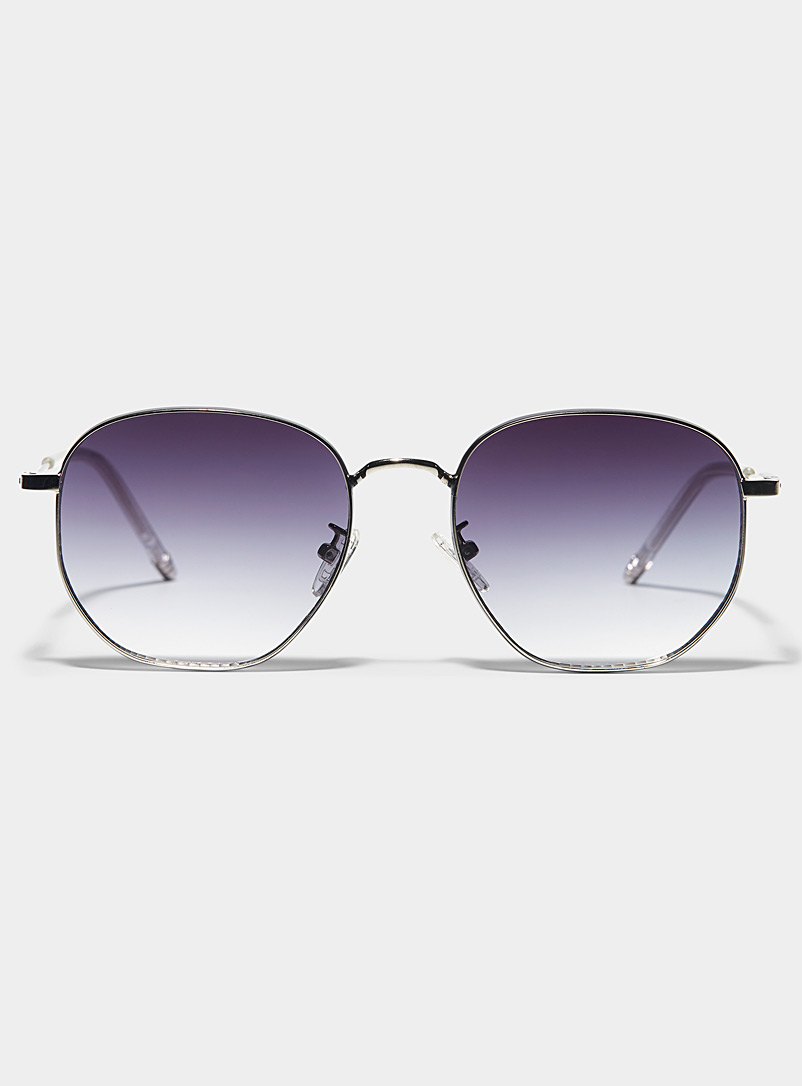 Le 31 Silver Renold round sunglasses for men
