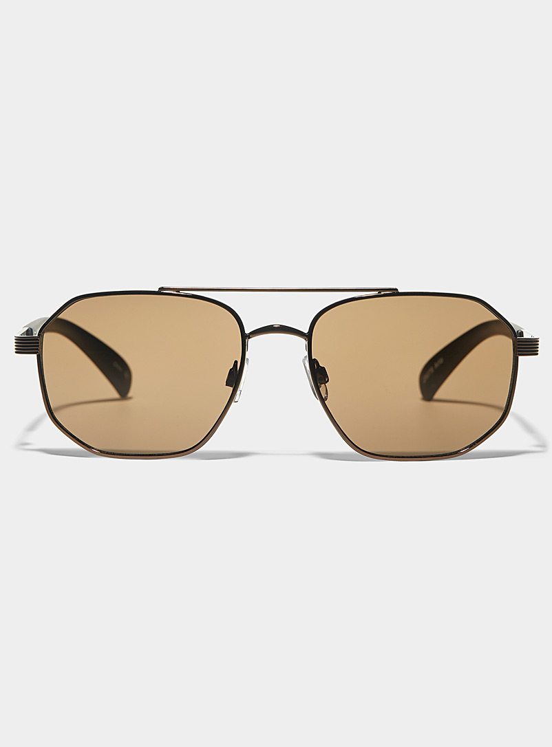 Le 31 Brown Arlo aviator sunglasses for men
