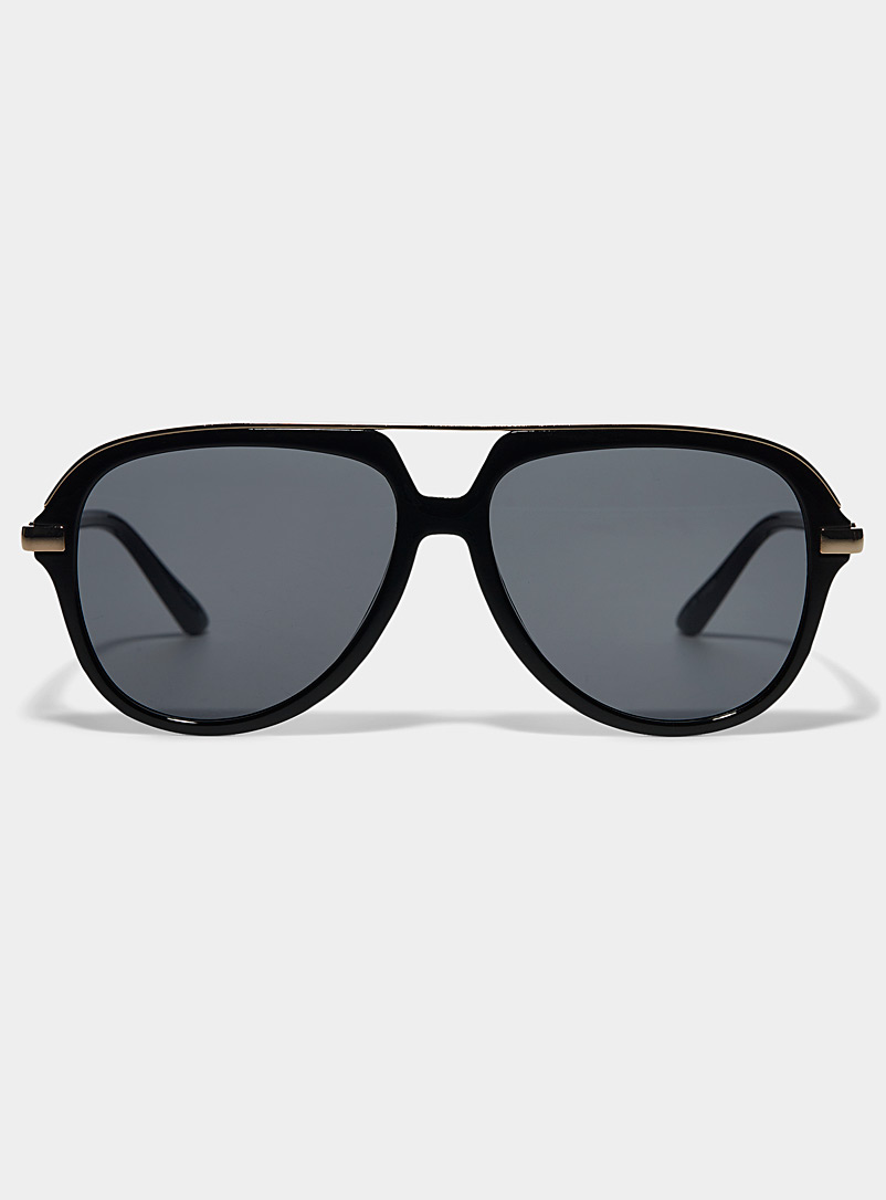Le 31 Patterned Black Londyn aviator sunglasses for men