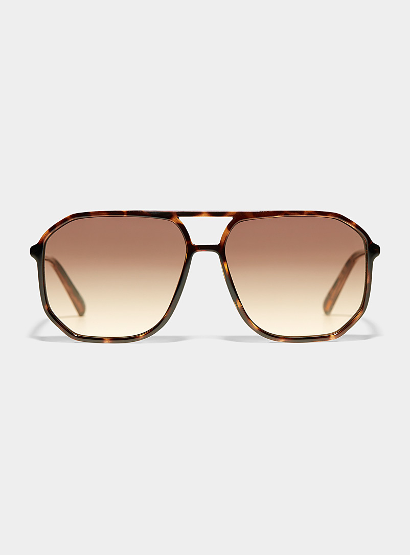 Le 31: Les lunettes de soleil aviateur Trey Brun clair pour homme