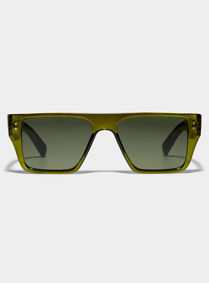 Le 31: Les lunettes de soleil carrées Slick Vert pour homme