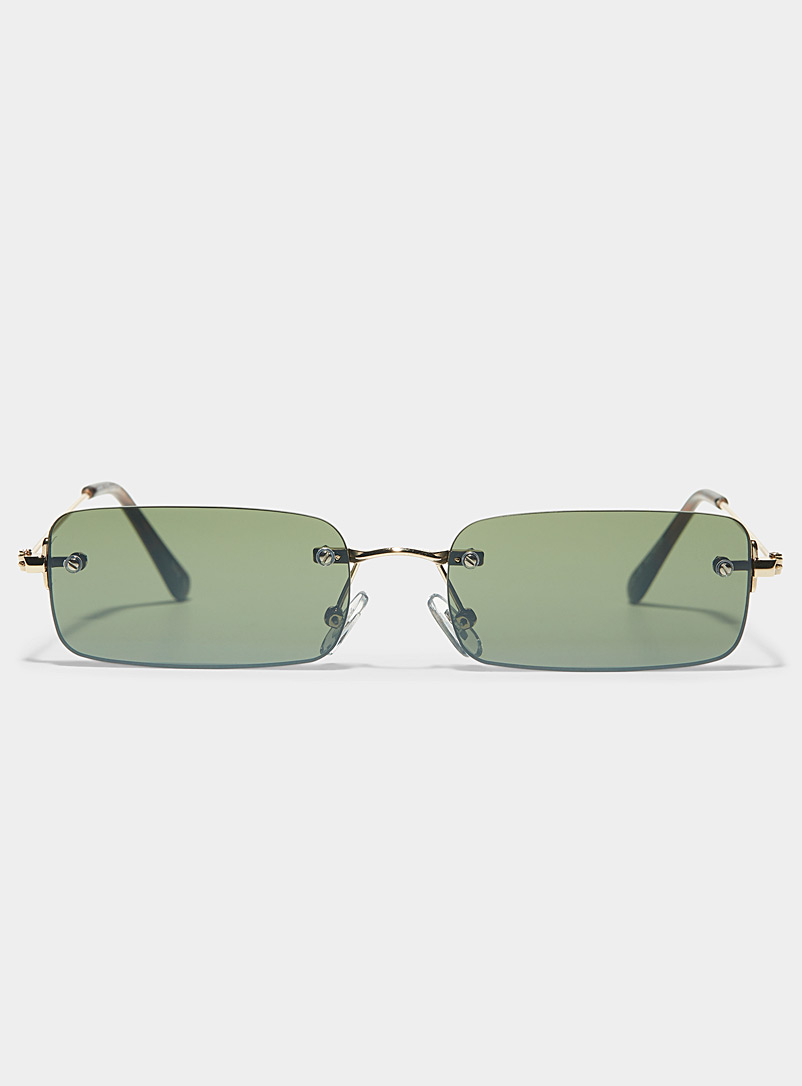 Le 31 Green Nathaniel thin rectangular sunglasses for men