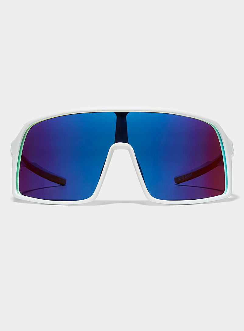 Le 31 White Sport shield sunglasses for men