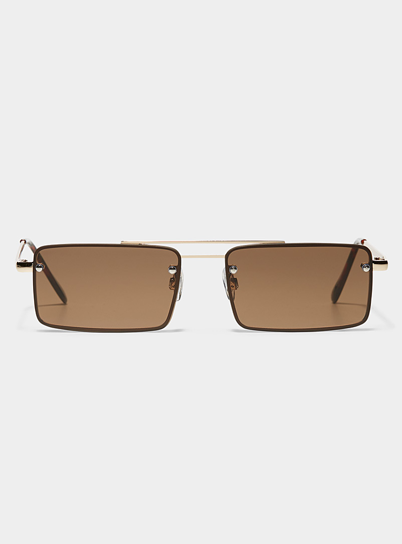 Le 31 Light Brown Slim rectangular sunglasses for men