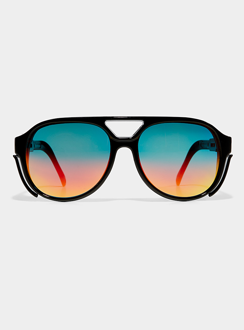 Le 31 Black Sam colourful aviator sunglasses for men