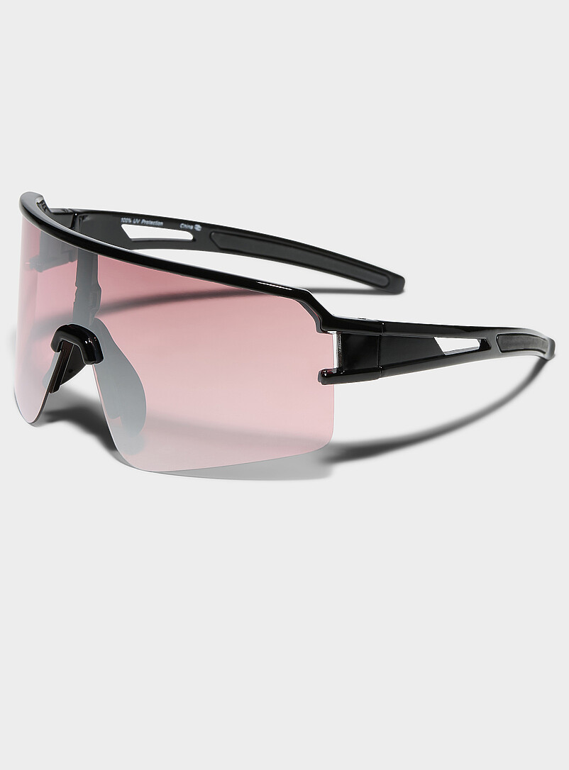 Le 31 Black Score reflective visor sunglasses for men