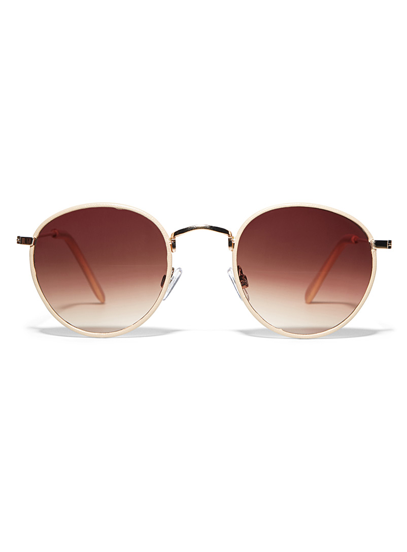 Simons Cream Beige Jasper round sunglasses for women