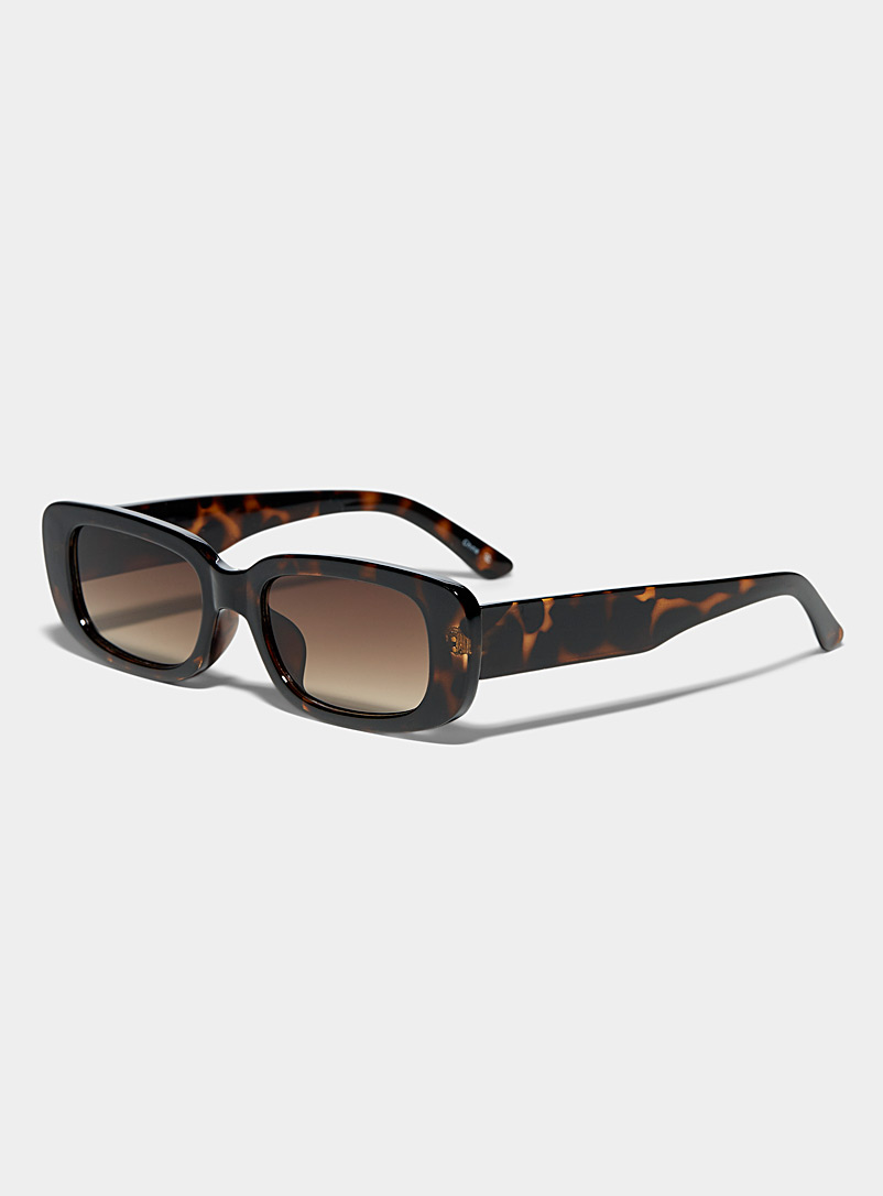 Simons: Les lunettes de soleil rectangulaires Megan Brun noisette pour femme