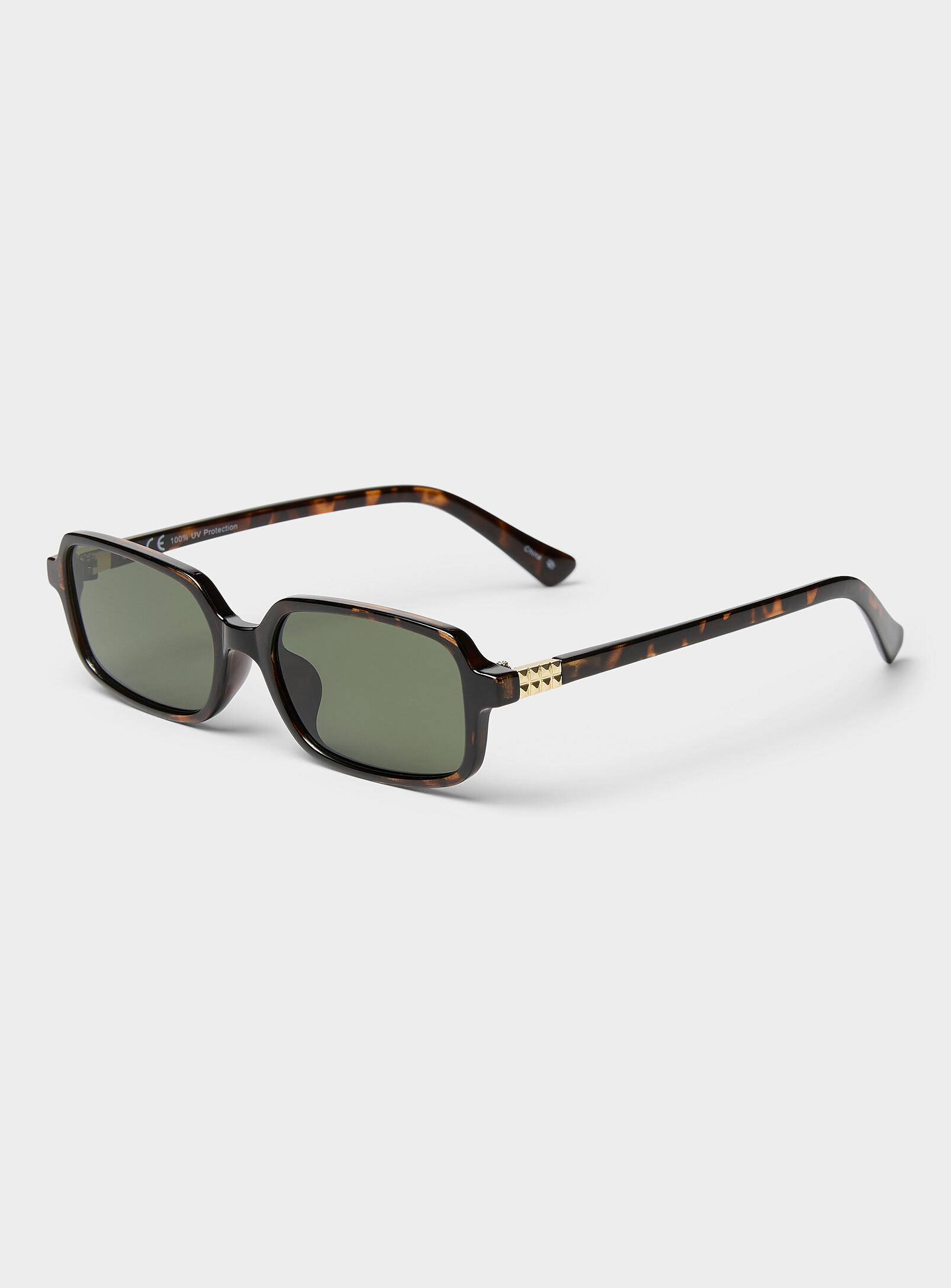 Simon's Mimi Narrow Rectangular Sunglasses In Brown