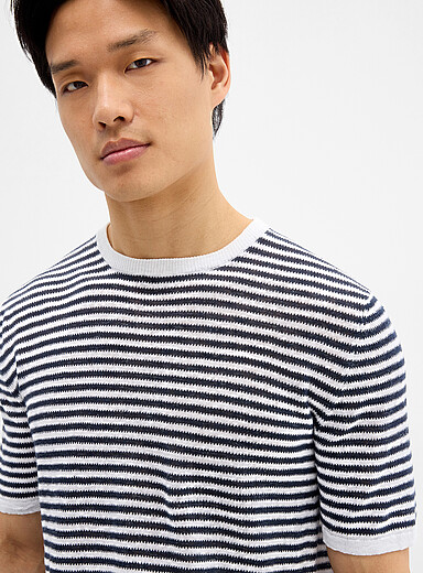 Sailor stripe linen knit sweater