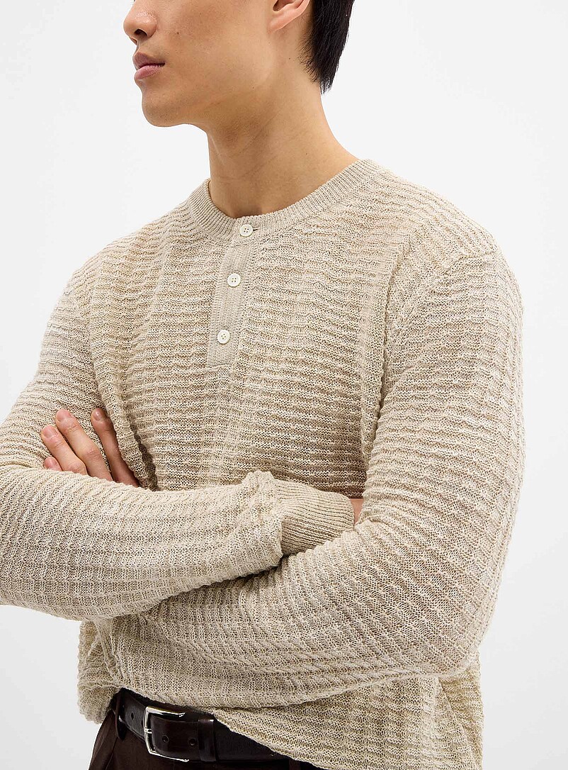 Embossed knit Henley sweater product image 2