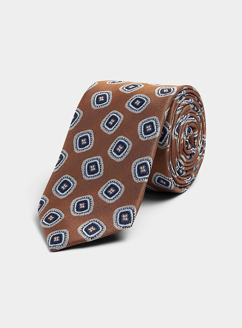 Selected Brown Jacquard pattern tie for men