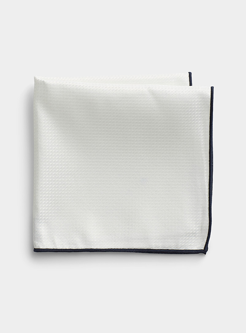 Selected White Jacquard pattern pocket square for men