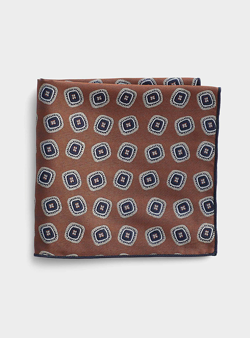 Selected Honey Jacquard pattern pocket square for men