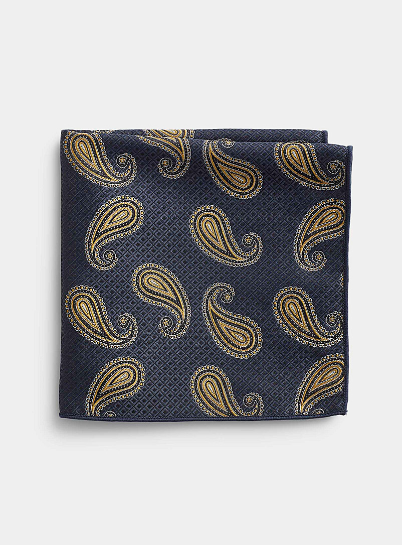 Selected Sapphire Blue Jacquard pattern pocket square for men