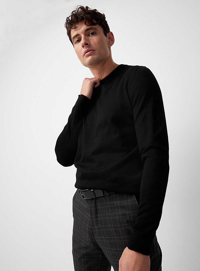 Selected Black Fine knit COOLMAX® sweater for men