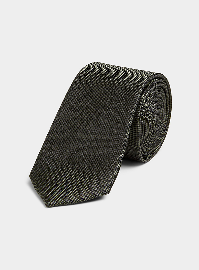 Selected: La cravate pure soie microdamier Vert foncé-mousse-olive pour homme