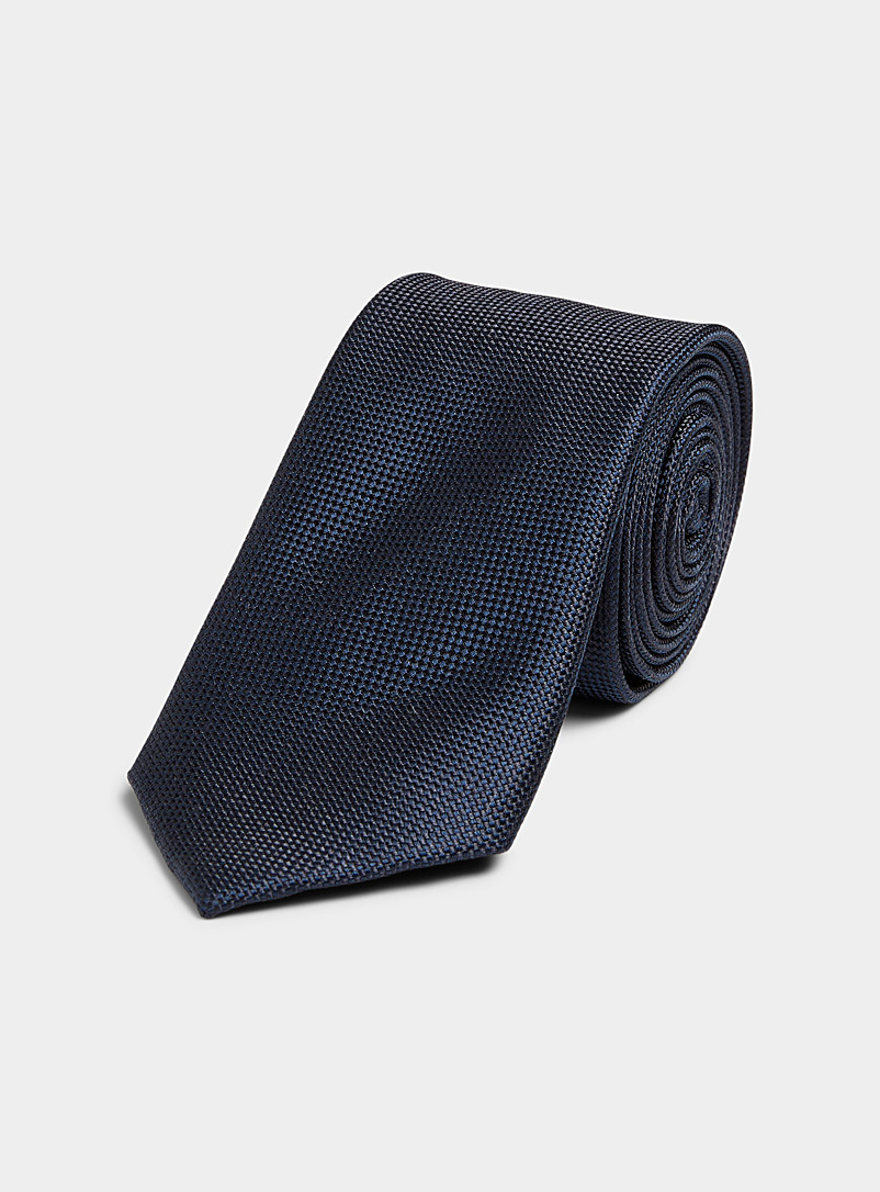 Selected Indigo/Dark Blue Micro-check pure silk tie for men