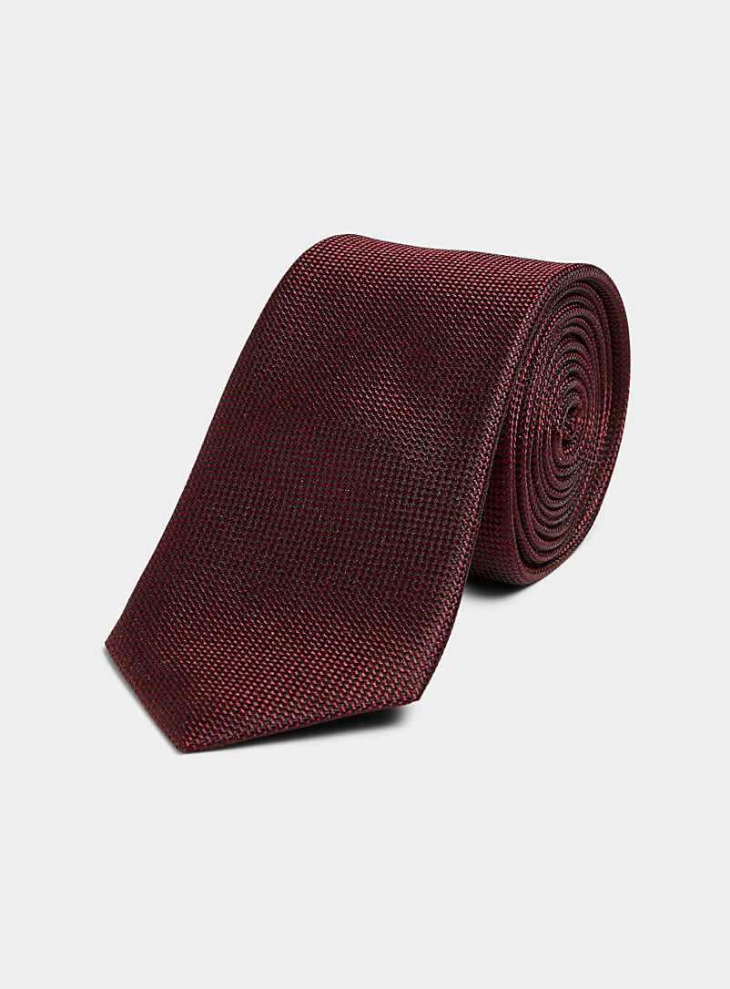 Selected Cherry Red Micro-check pure silk tie for men