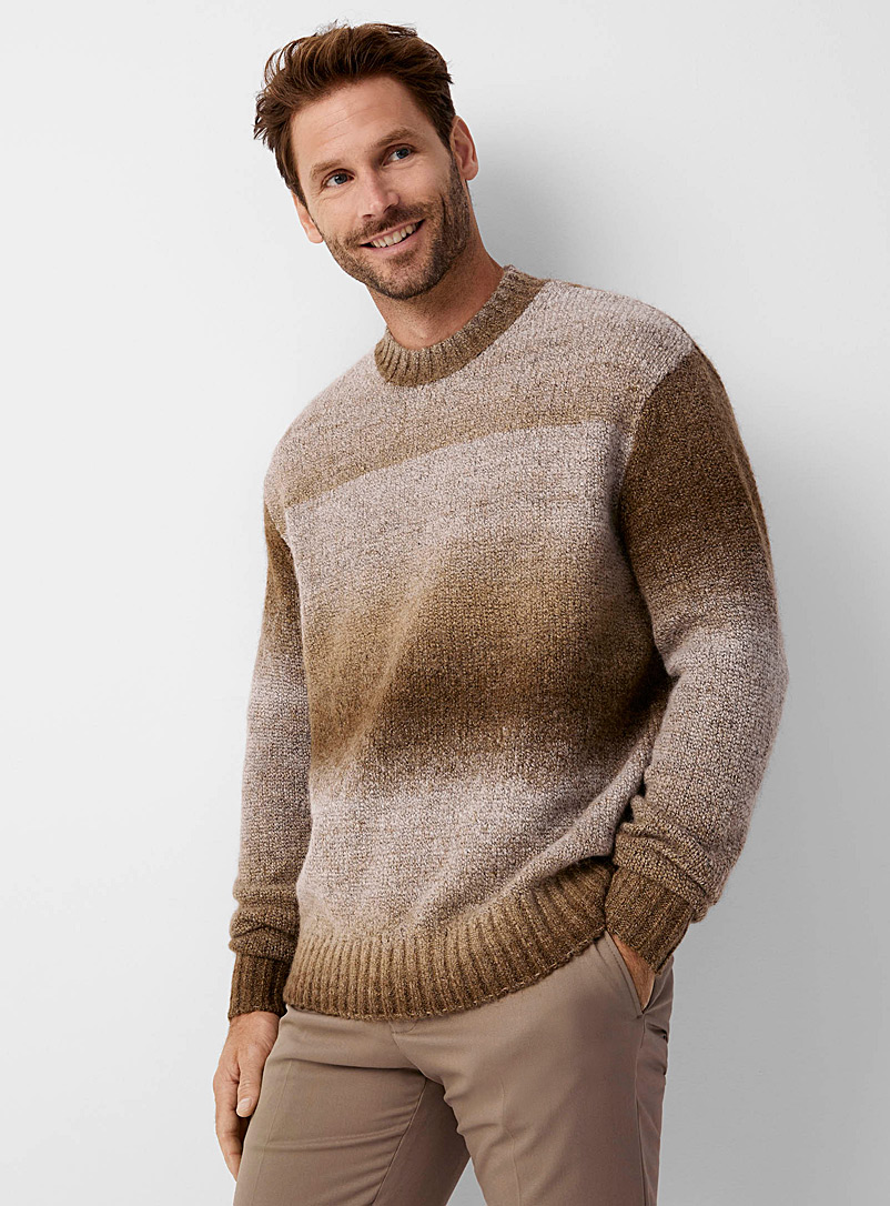 Selected Patterned Brown Ombré sweater for men