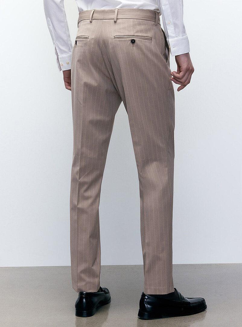 Selected Sand Greige pinstripe pant <b>Slim fit</b> for men