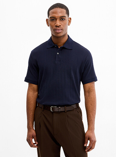 Etched stripe jersey polo