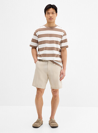 Selected Sand Cotton-linen Bermudas for men