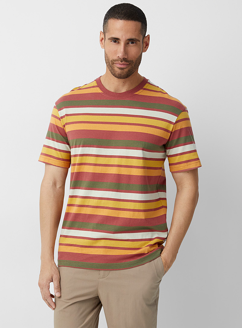 Selected Red Colourful striped T-shirt for men