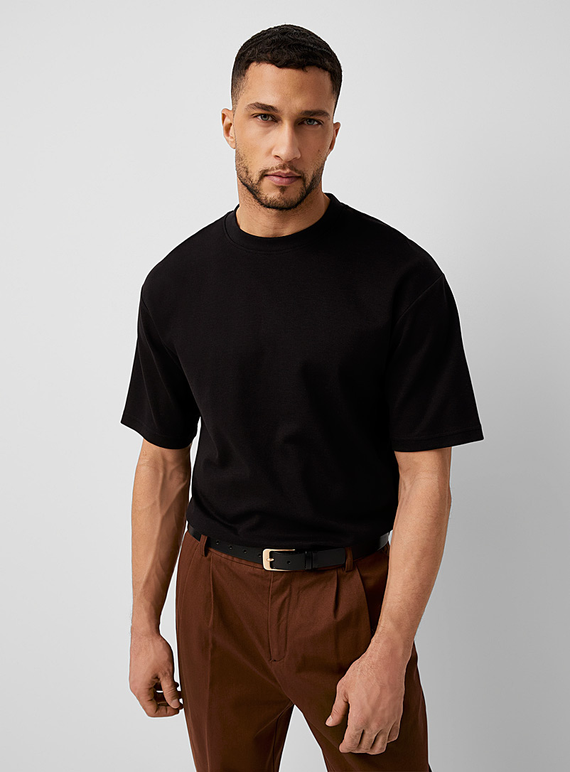 Selected Black Minimalist boxy T-shirt for men