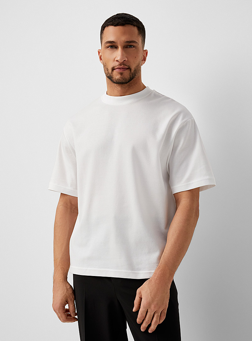 Selected White Minimalist boxy T-shirt for men